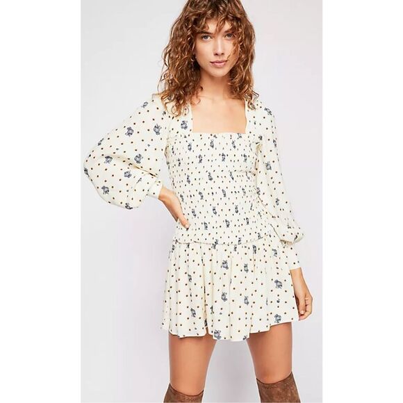 NWOT free people two faces smocked dress small  $98 - Picture 1 of 8
